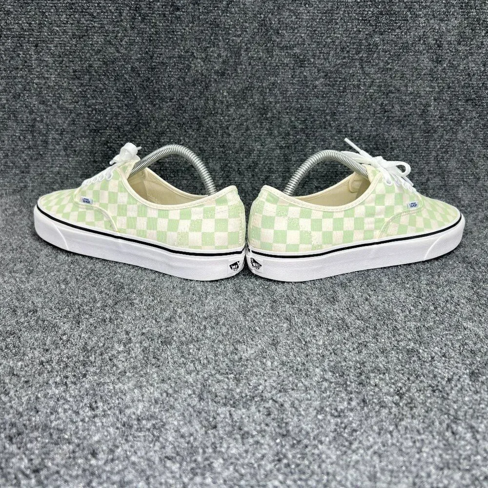 Vans Authentic Shoes Women's 10.5 Off White Mint Green Checkerboard Low Sneakers